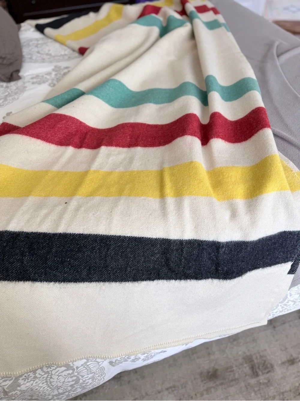 Golden Dawn Striped Wool Blanket Hudson Bay Candy Stripe